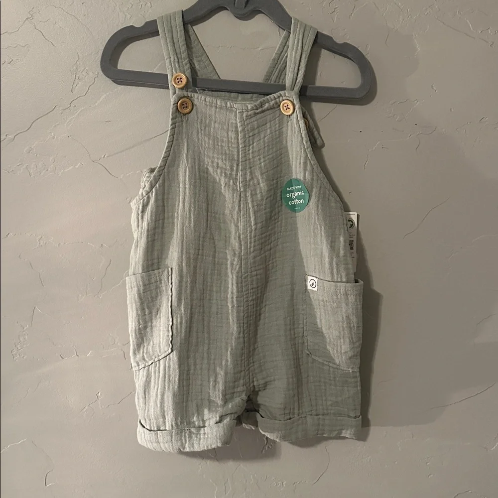 Little Planet Baby Organic Cotton Gauze Shortalls in Green, 9M - Picture 2 of 3